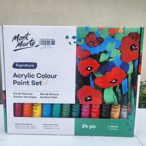 New Mont Marte Acrylic Paint Paints Set 24 Colors 36ml Tubes Art Supplies Craft